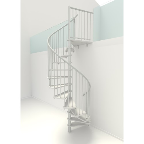 Minka Spindeltreppe Spiral Smart 38 - 305,5cm Geschosshöhe Weiß Weiß 140cm Durchmesser