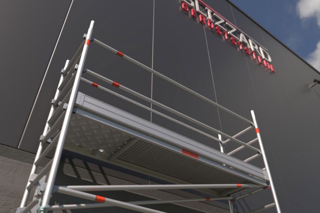 ROLLE Fahrbare Arbeitsbühne Rollgerüst Blizzard Gerüstsysteme 2,85x0,75m Typ 4601 AH bis 9,76m