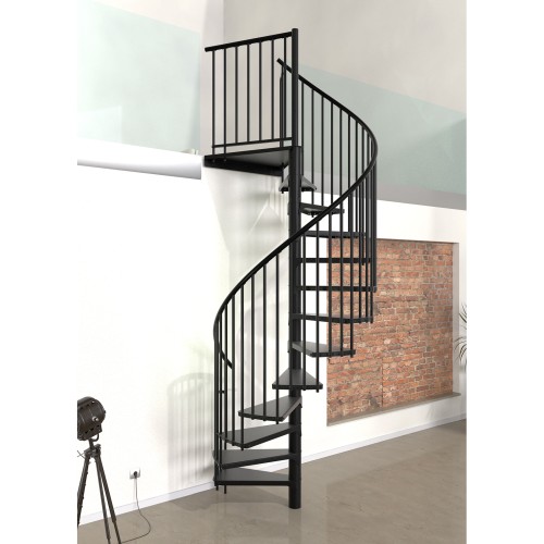Minka Spindeltreppe Rondo Smart 37 - 305,5cm Geschosshöhe Schwarz 120cm Durchmesser