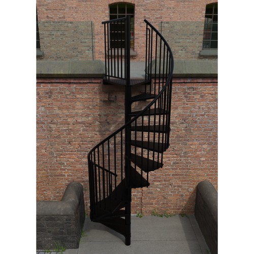 Minka Außenspindeltreppe Rondo Zink Color 38 - 305,5cm Geschosshöhe Schwarz 160cm Durchmesser
