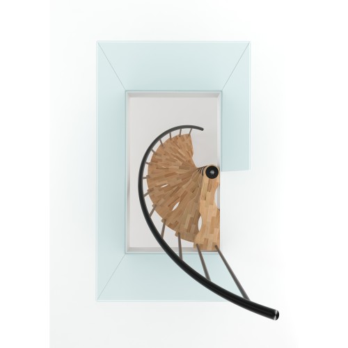 Minka Spindeltreppe Suono Smart 38 - 305,5cm Geschosshöhe Buche Schwarz für 120x68cm Deckenöffnung