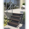 Dolle Außentreppe Gardentop 72-88cm Geschosshöhe mit Trimax dunkelbraun 80cm breit mit Prova-Geländer-small