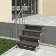 Dolle Außentreppe Gardentop 72-88cm Geschosshöhe mit Trimax dunkelbraun 80cm breit mit Geländer-small