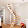 Dolle Mittelholmtreppe Frankfurt 1/2 gewendelt Eiche weiß, geölt 75 cm breit für GH 240 – 279 cm UK Metall Weiß mit Geländer-small