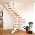 Dolle Mittelholmtreppe Hamburg 1/2 gewendelt Eiche weiß, geölt 85 cm breit für GH 259 – 301 cm UK Metall Weiß mit Geländer-small