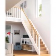Dolle Raumspartreppe Paris mit Setzstufen Buche weiß Treppenlauf gerade Rechteckstäbe-small