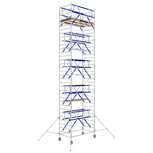 ASC Rollgerüst AGS Pro 250x135cm mit Holz-Plattformen und doppelseitigem Geländer 11,3m Arbeitshöhe