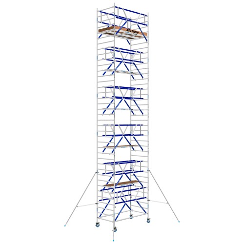 ASC Rollgerüst AGS Pro 250x135cm mit Holz-Plattformen und doppelseitigem Geländer 12,3m Arbeitshöhe