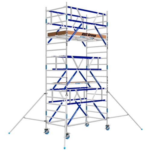 ASC Rollgerüst AGS Pro 250x135cm mit Carbon-Plattformen und doppelseitigem Geländer 6,3m Arbeitshöhe