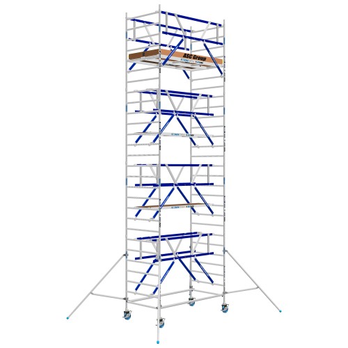 ASC Rollgerüst AGS Pro 190x135cm mit Carbon-Plattformen und doppelseitigem Geländer 9,3m Arbeitshöhe