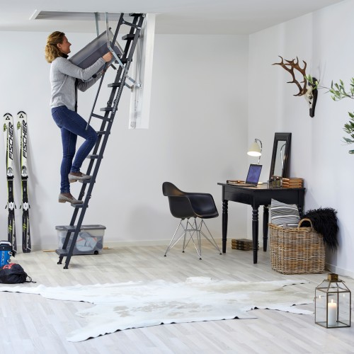 Dolle Bodentreppe clickFIX® comfort 3-teilig bis 244-264cm Raumhöhe mit U-Wert 0,49 Deckenöffnung 120x60cm