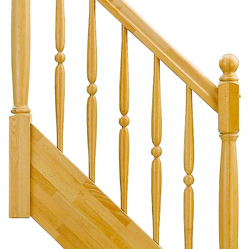 Dolle Geschosstreppe Estoril Geradelaufend 252-280cm GH Ahorn versiegelt Geländer Holz gedrechselt mit Kugel