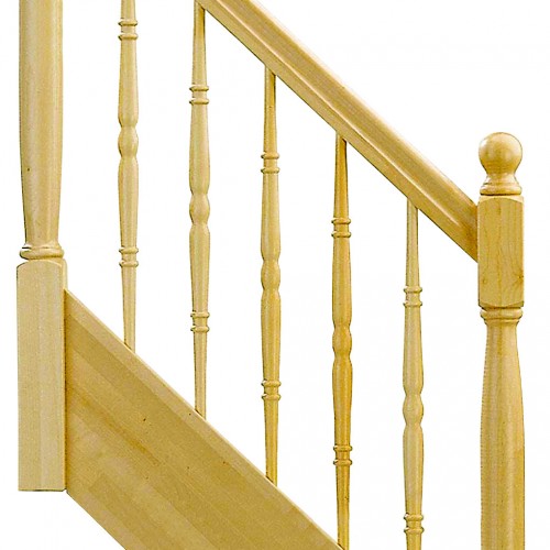 Dolle Geschosstreppe Estoril 1/2-gewendelt 234-260cm GH Buche weiß Geländer Holz gedrechselt mit Kugel