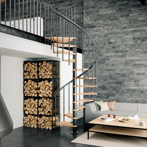 Dolle Spindeltreppe Montreal Buche/anthrazit 252-282cm Geschosshöhe Ø140cm