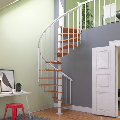 Dolle Spindeltreppe Montreal Eiche/weiß 252-282cm Geschosshöhe Ø120cm
