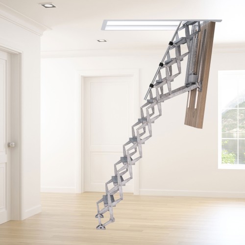 Dolle alu-top Bodentreppe Scherentreppe elektrisch bis 279cm Raumhöhe mit U-Wert 0,58