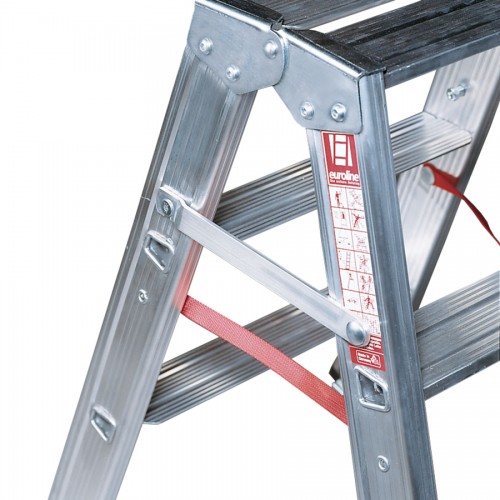 Euroline Premium 30573 Stufenstehleiter mit Federrollen und Feststellern 2x3 Stufen