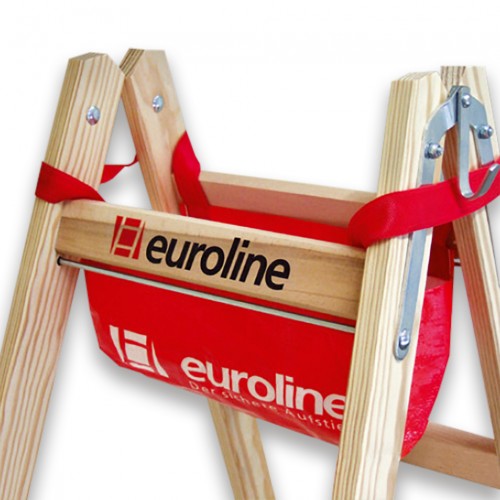 Euroline Holz Stufenstehleiter mit Comfort-Stufen mit Werkzeugablage 2x10 Stufen