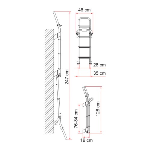 Frankana Deluxe von Fiamma klappbare Außenleiter Wohnmobilleiter 8 Stufen