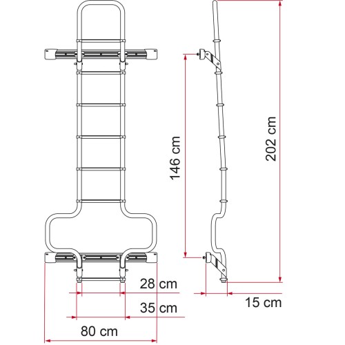Frankana Deluxe DJ Ducato H3 von Fiamma Heckleiter Wohnmobilleiter 7 Stufen