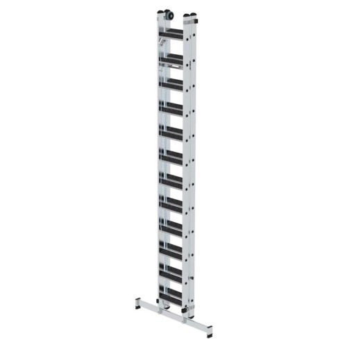 MUNK Stufen- Seilzugleiter mit Nivello-Traverse und clip-step R13 2x12 Stufen