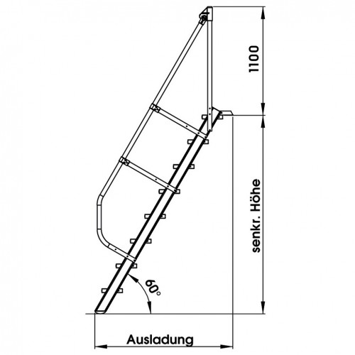 MUNK Treppe 60°  inkl. einen Handlauf, 1000mm Stufenbreite, 14 Stufen