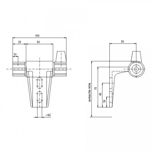 MUNK Schienenanlage Halter mit Endanschlag rechts