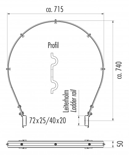 Hailo Rückenschutzbügel für Steigleitern 40x20cm Edelstahl