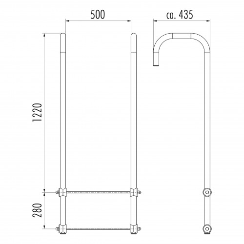 Hailo Ausstiegsholmbügel gebogen für Steigleitern Typ VAO, 40x20mm aus Edelstahl