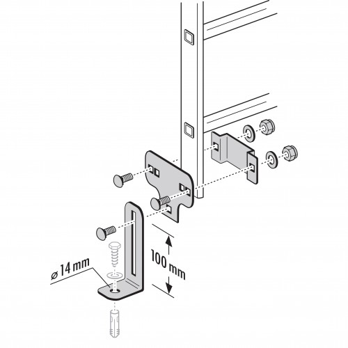 Hailo Bodenbefestigung, verstellbar für Steigleitern Typ VAO 40x20mm Holm Edelstahl V2A