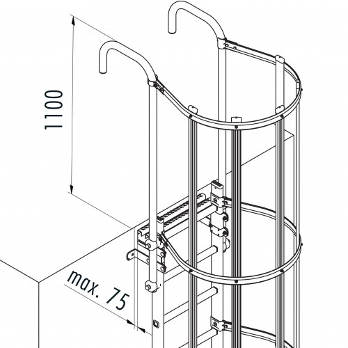 Hailo Steigleiter mit Rückenschutz ALM-23 aus Aluminium + Stahl verzinkt 6,44m