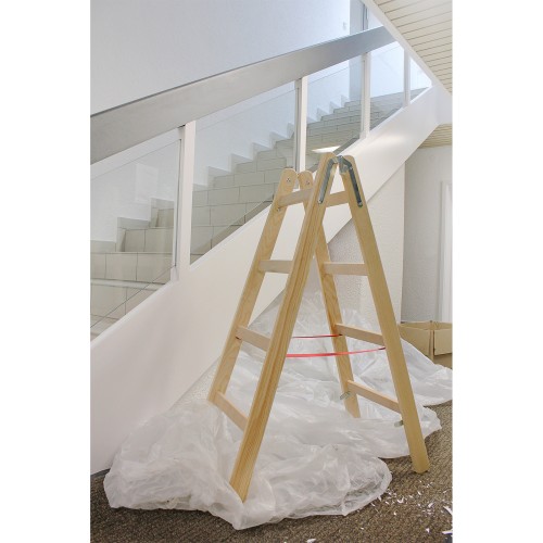 Hymer Holz Sprossenstehleiter mit Eimerhaken 2x3 Sprossen