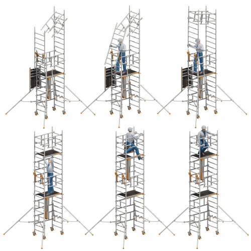 Layher Rollgerüst Solotower mit dem Sicherheitsaufbau P2 Safety Plus