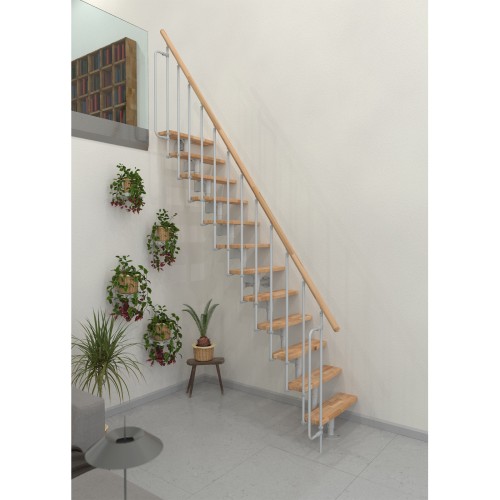 Minka Mittelholmtreppe Joker 35 - 304cm Geschosshöhe Buche Weiß