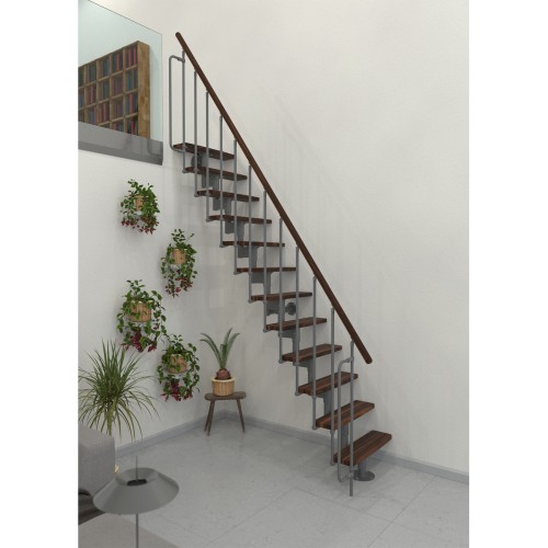 Minka Mittelholmtreppe Joker 35 - 304cm Geschosshöhe Walnuss Grau