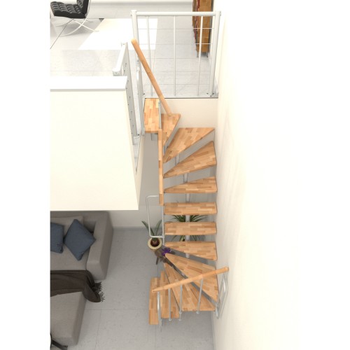 Minka Mittelholmtreppe Joker Turn 180° 35 - 304cm Geschosshöhe Buche Weiß