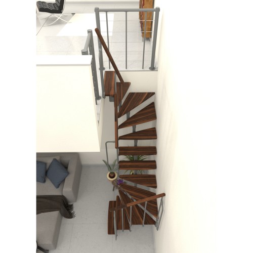 Minka Mittelholmtreppe Joker Turn 180° 35 - 304cm Geschosshöhe Walnuss Grau