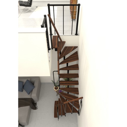 Minka Mittelholmtreppe Joker Turn 180° 35 - 304cm Geschosshöhe Walnuss Schwarz