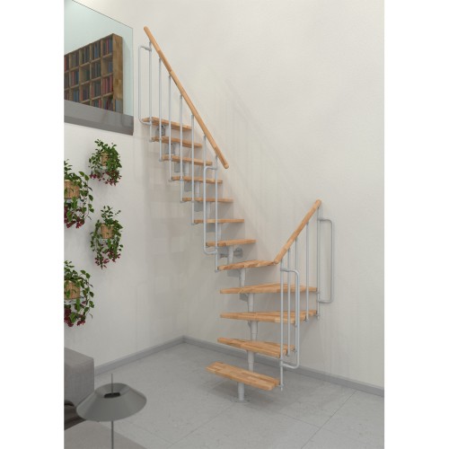 Minka Mittelholmtreppe Joker Turn 35 - 304cm Geschosshöhe Buche Weiß