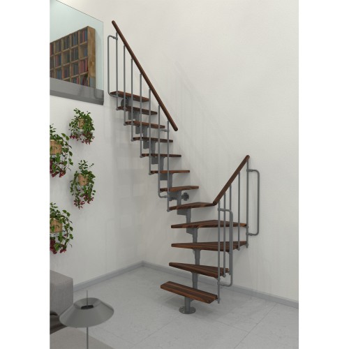 Minka Mittelholmtreppe Joker Turn 35 - 304cm Geschosshöhe Walnuss Grau