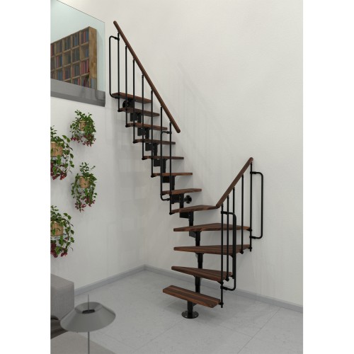Minka Mittelholmtreppe Joker Turn 35 - 304cm Geschosshöhe Walnuss Schwarz