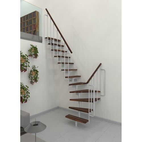 Minka Mittelholmtreppe Joker Turn 35 - 304cm Geschosshöhe Walnuss Weiß