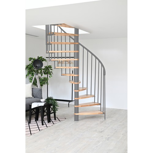 Minka Spindeltreppe Luna 38 - 305,5cm Geschosshöhe Buche Grau