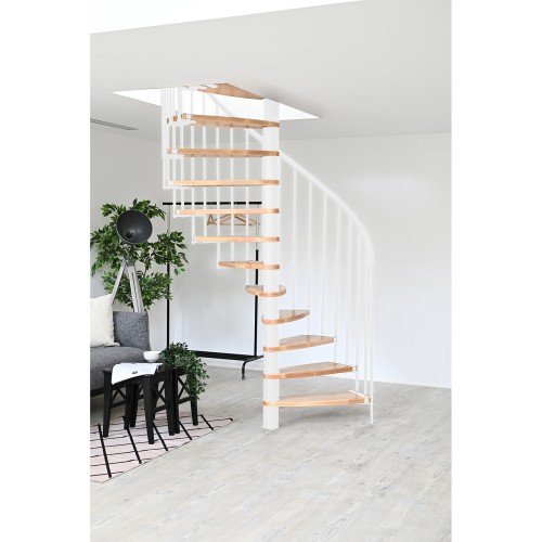 Minka Spindeltreppe Luna 38 - 305,5cm Geschosshöhe Buche Weiß