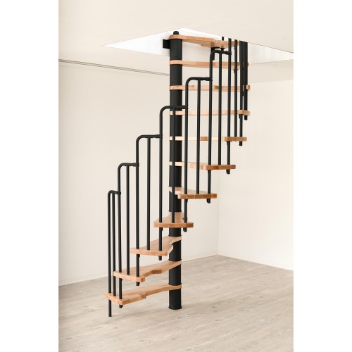 Minka Spindeltreppe Metallica 38 - 305,5cm Geschosshöhe Buche Schwarz