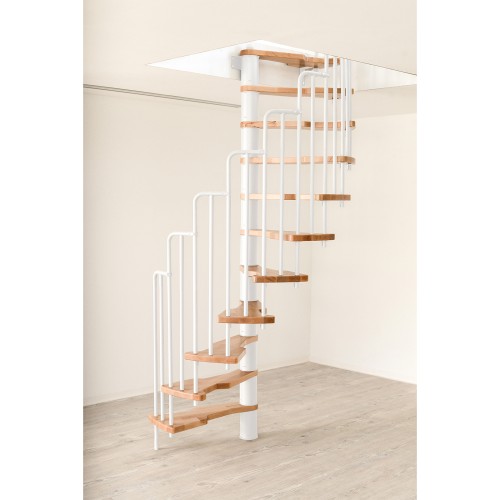 Minka Spindeltreppe Metallica 38 - 305,5cm Geschosshöhe Buche Weiß