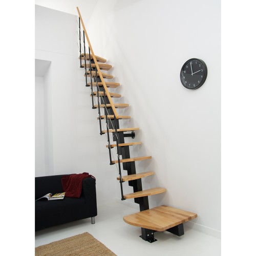 Minka Mittelholmtreppe Quatro Turn 38 - 298cm Geschosshöhe Buche Schwarz