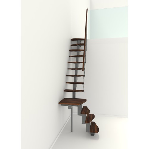 Minka Mittelholmtreppe Quatro Turn 38 - 298cm Geschosshöhe Walnuss Grau