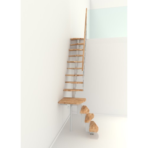 Minka Mittelholmtreppe Quatro Turn 38 - 298cm Geschosshöhe Buche Weiß