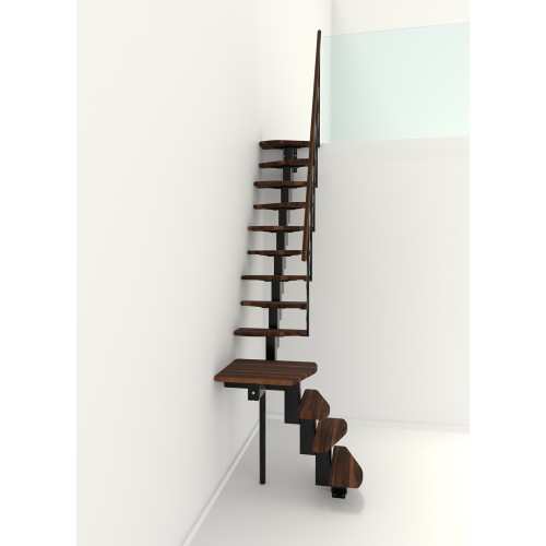 Minka Mittelholmtreppe Quatro Turn 38 - 298cm Geschosshöhe Walnuss Schwarz